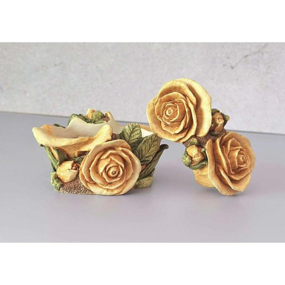 Yellow Rose Harmony Kingdom Trinket Box Figurine 🎁 HTF Rare Collectible🌿 - Picture 2 of 8